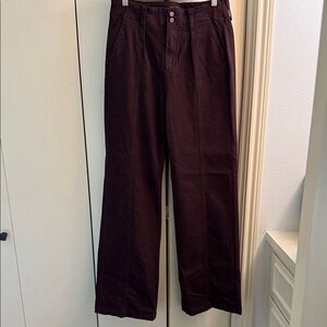 PAIGE Women's Dark Maroon Wide Leg Pants